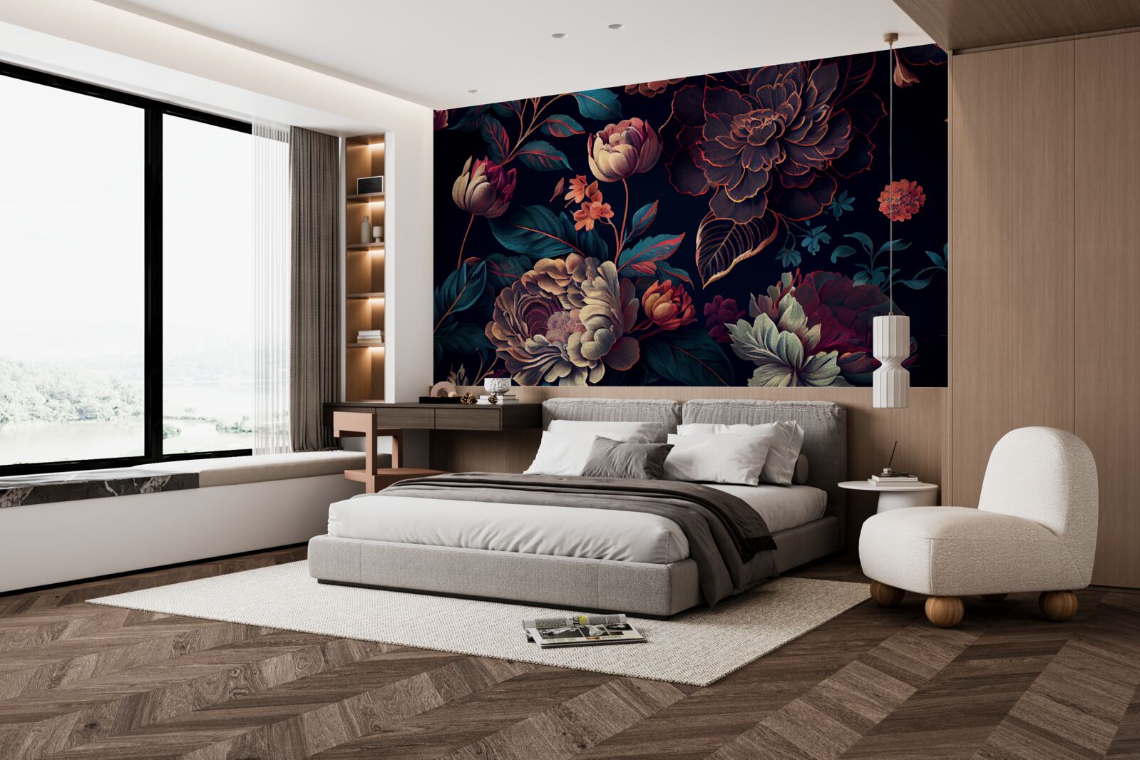 Fototapeta mieszanka ciemnych pięknych kwiatów