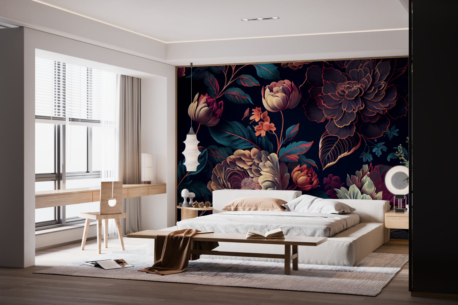 Fototapeta mieszanka ciemnych pięknych kwiatów