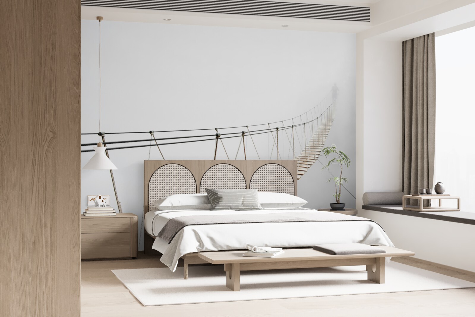 Fototapeta mgła nad mostem wiszącym