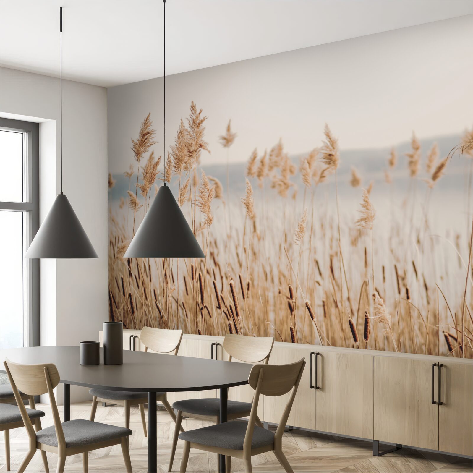 Fototapeta pole pszenicy usiane kłosami