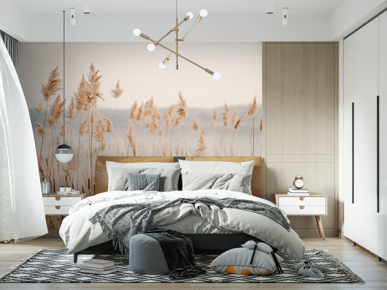 Fototapeta pole pszenicy usiane kłosami