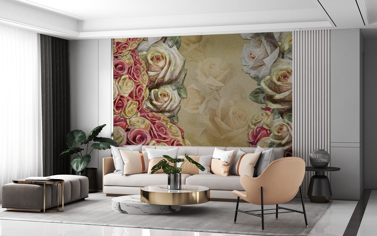 Fototapeta kompozycja vintage łączy w sobie białe i czerwone róże