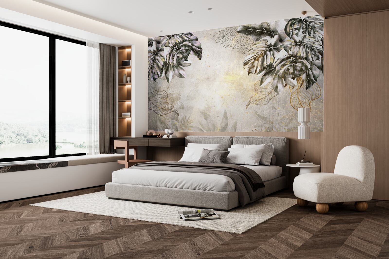 Fototapeta jesienna kompozycja zawiera duże liście monstery