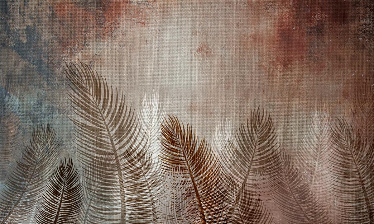 Fototapeta liście palm w jesiennej palecie mają puszysty wygląd