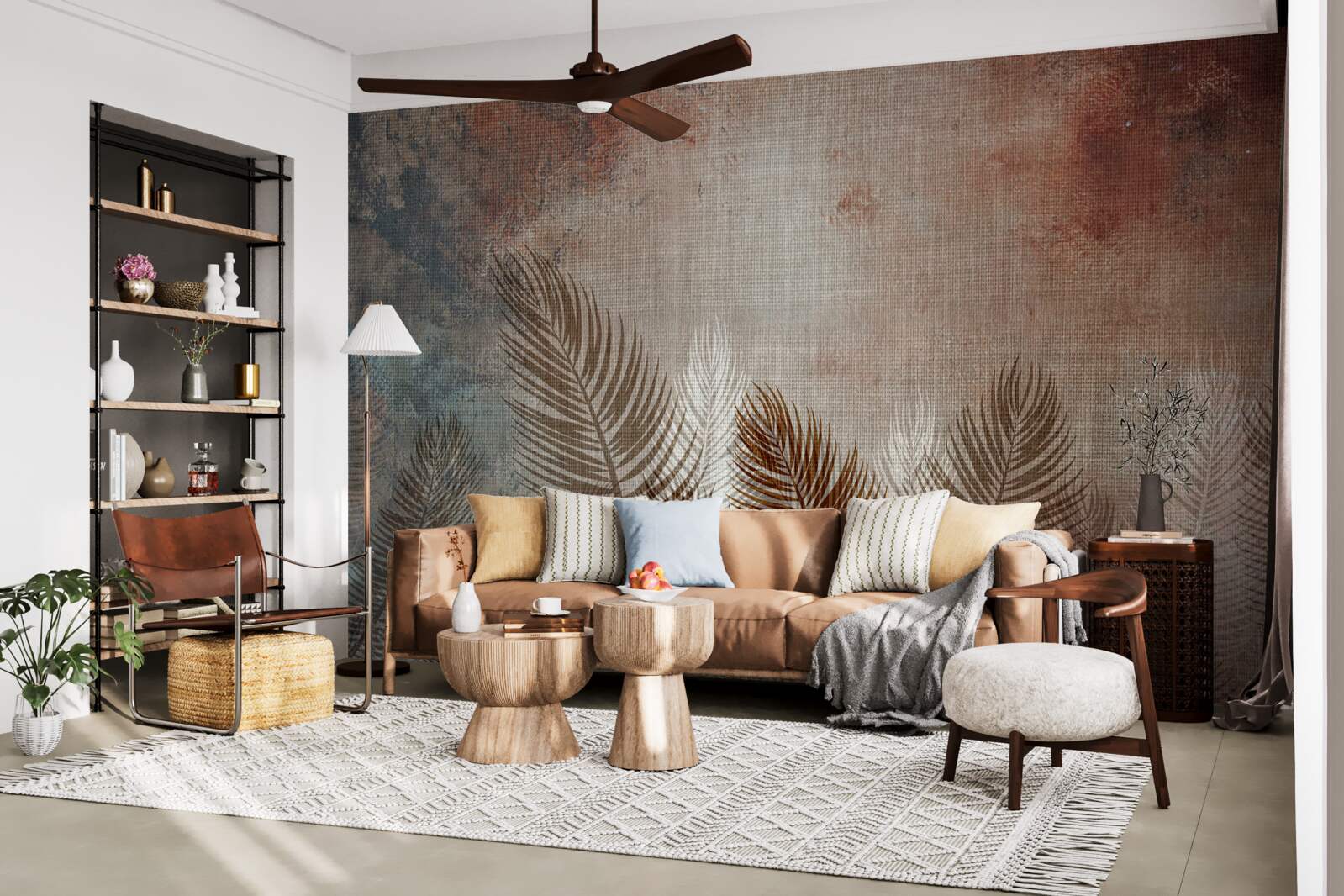 Fototapeta liście palm w jesiennej palecie mają puszysty wygląd