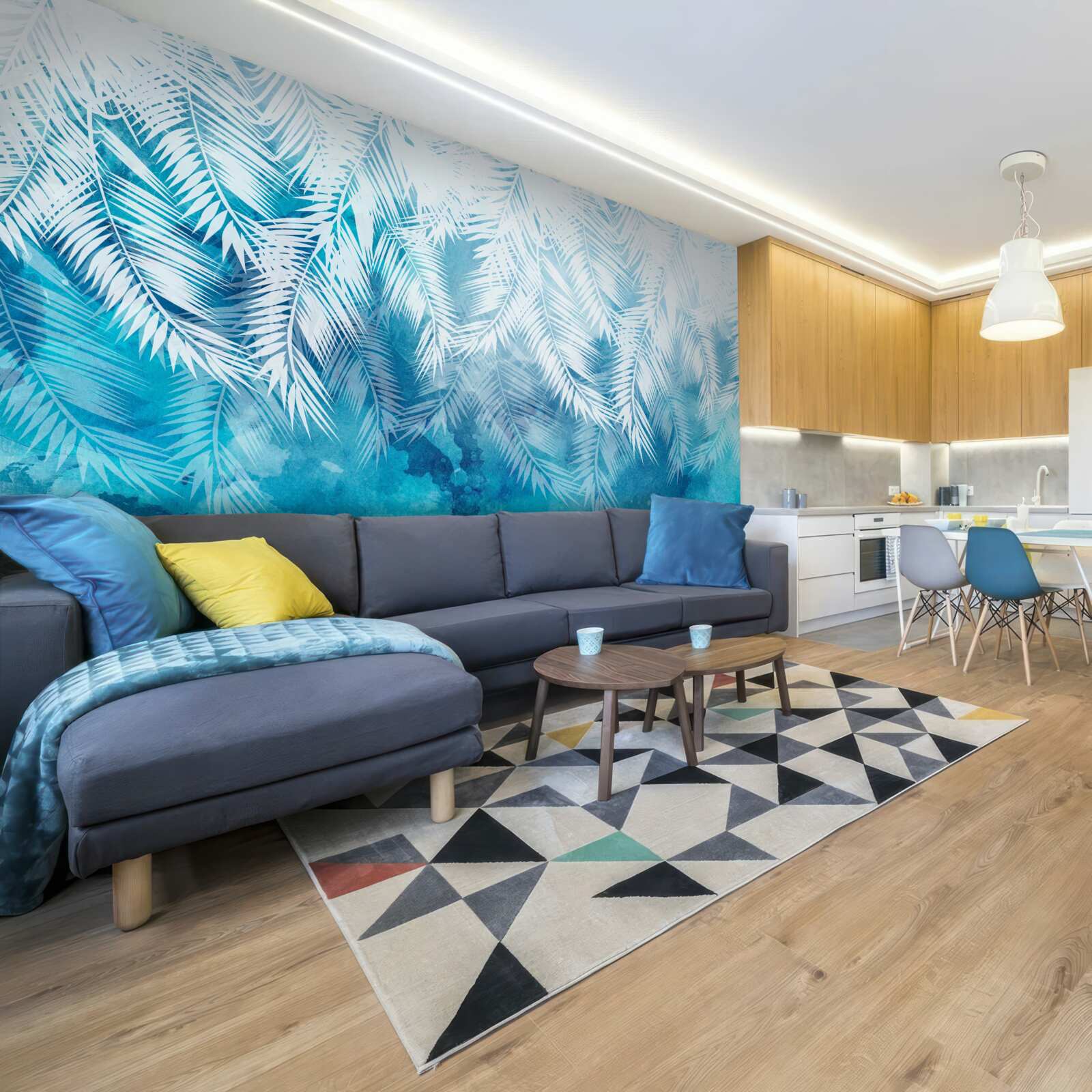 Fototapeta liście białej paproci na zimowym tle