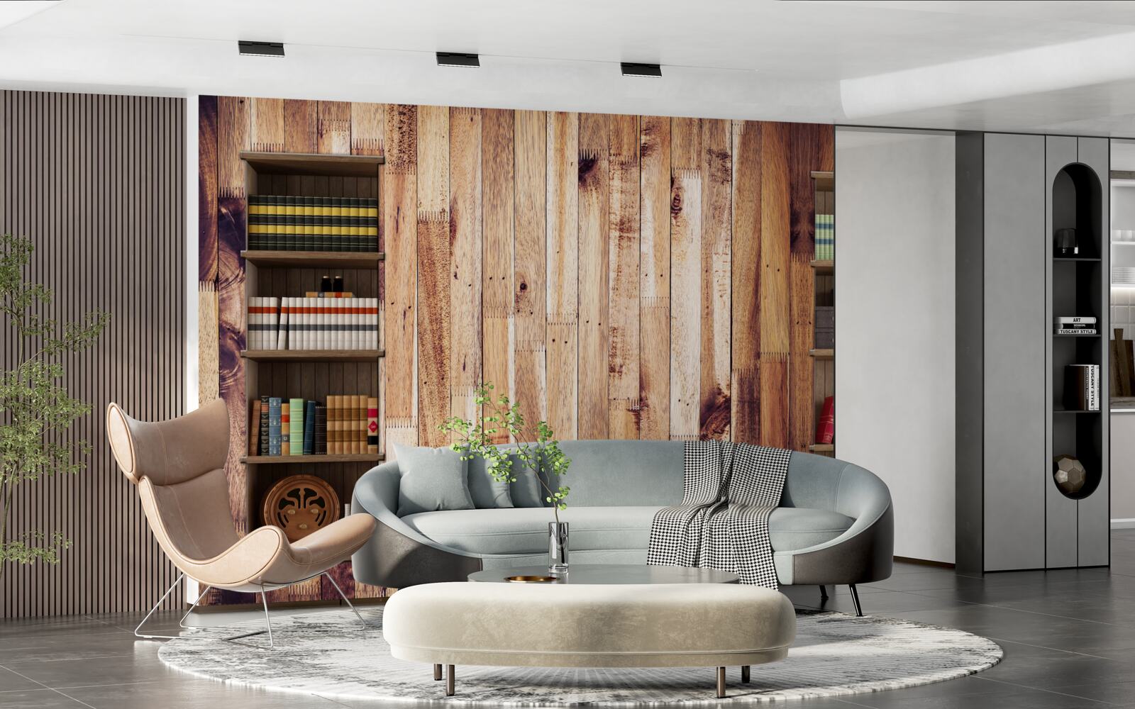 Fototapeta półki na książki na parkiecie