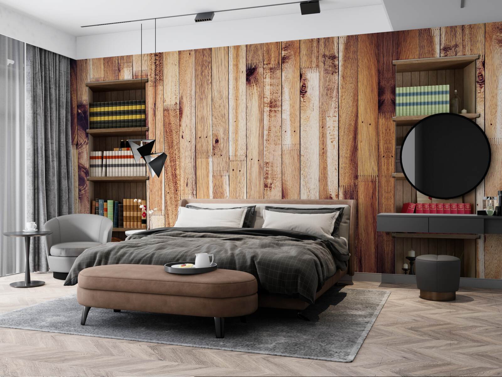 Fototapeta półki na książki na parkiecie