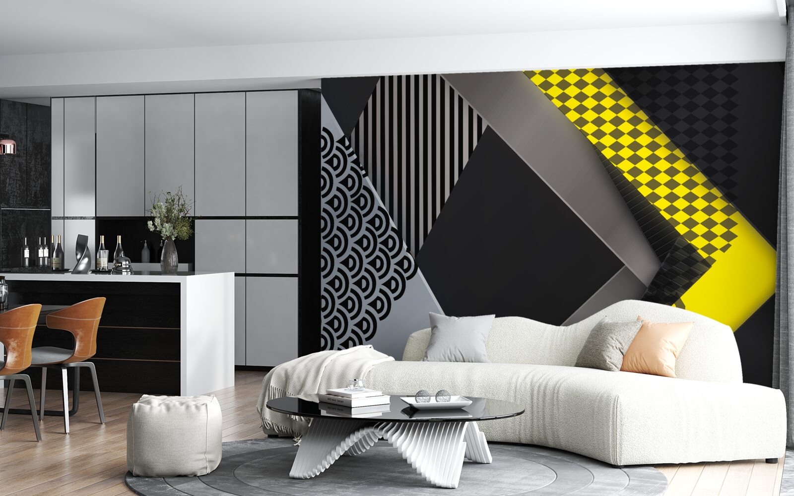 Fototapeta prostokąty w kolorze czarnym i żółtym