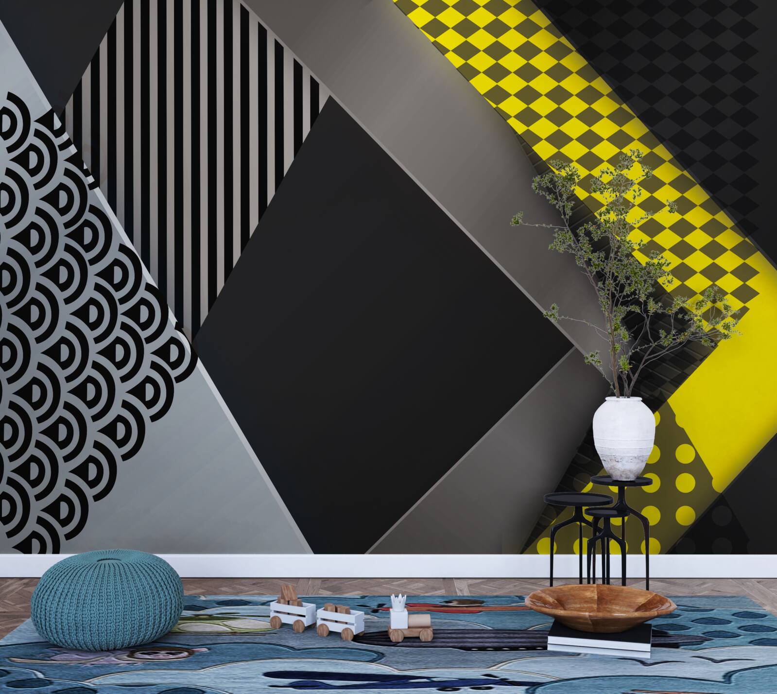 Fototapeta prostokąty w kolorze czarnym i żółtym