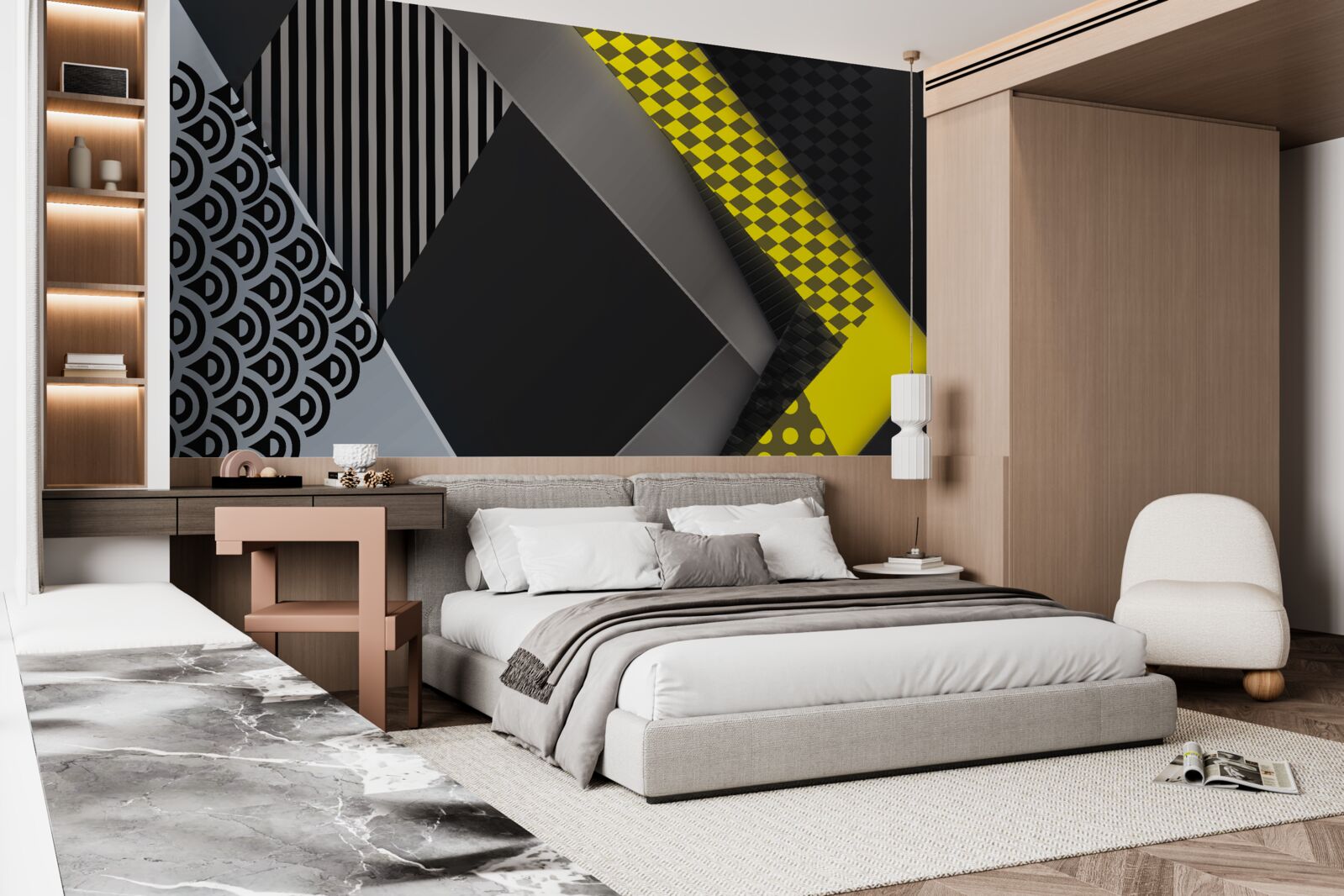 Fototapeta prostokąty w kolorze czarnym i żółtym