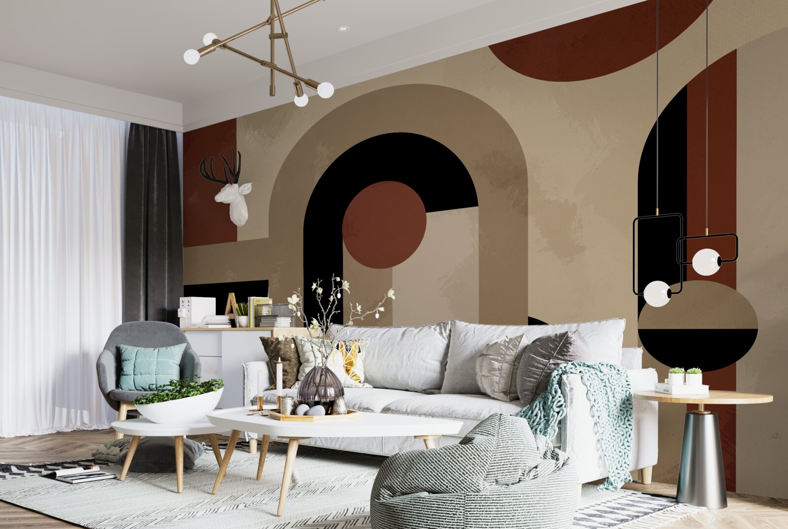 Fototapeta brązowe odcienie abstrakcyjnych kształtów