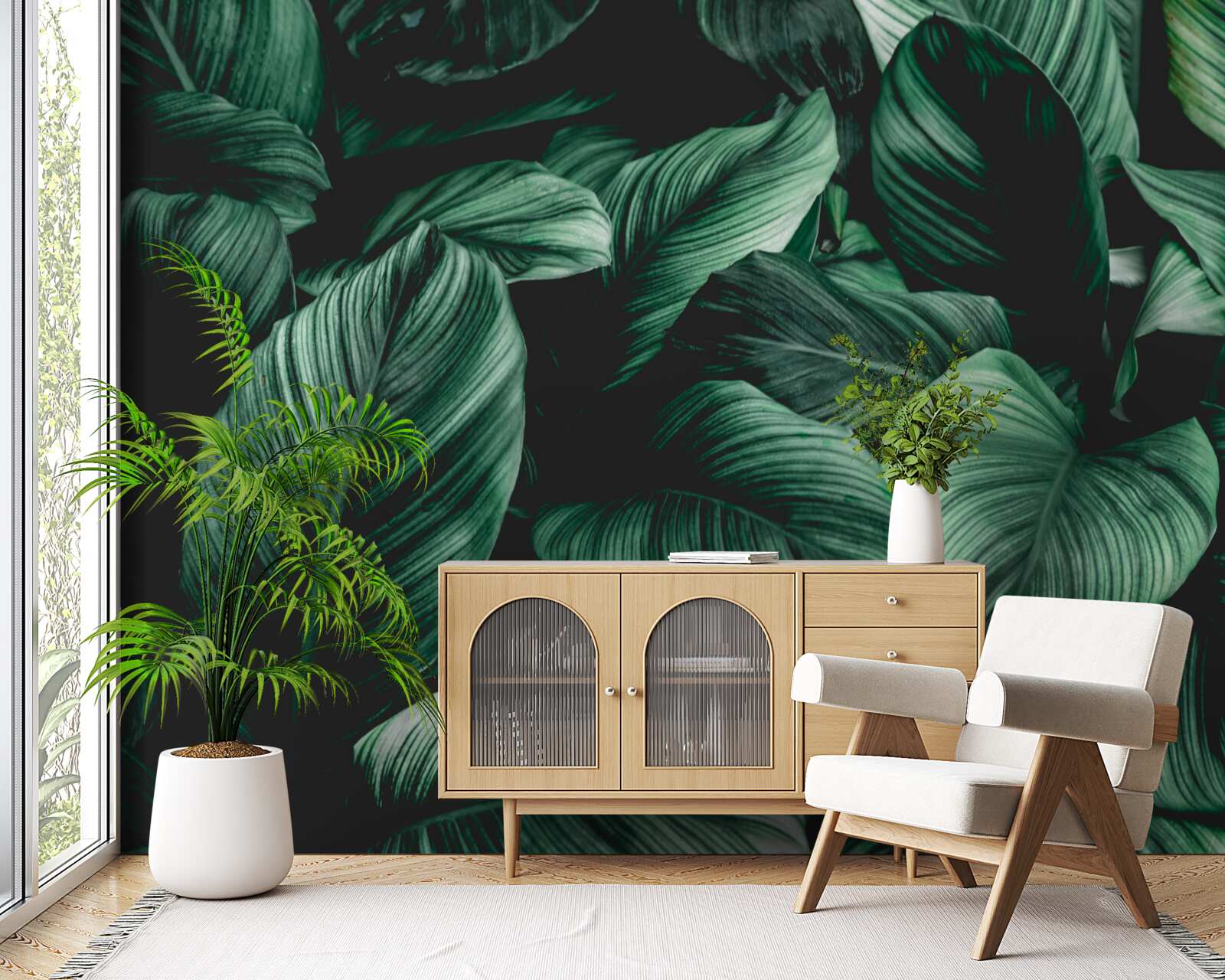 Fototapeta ciemnozielone liście tropikalne