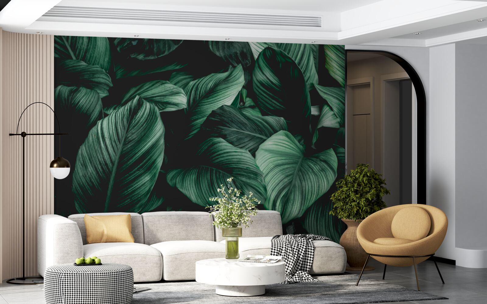 Fototapeta ciemnozielone liście tropikalne