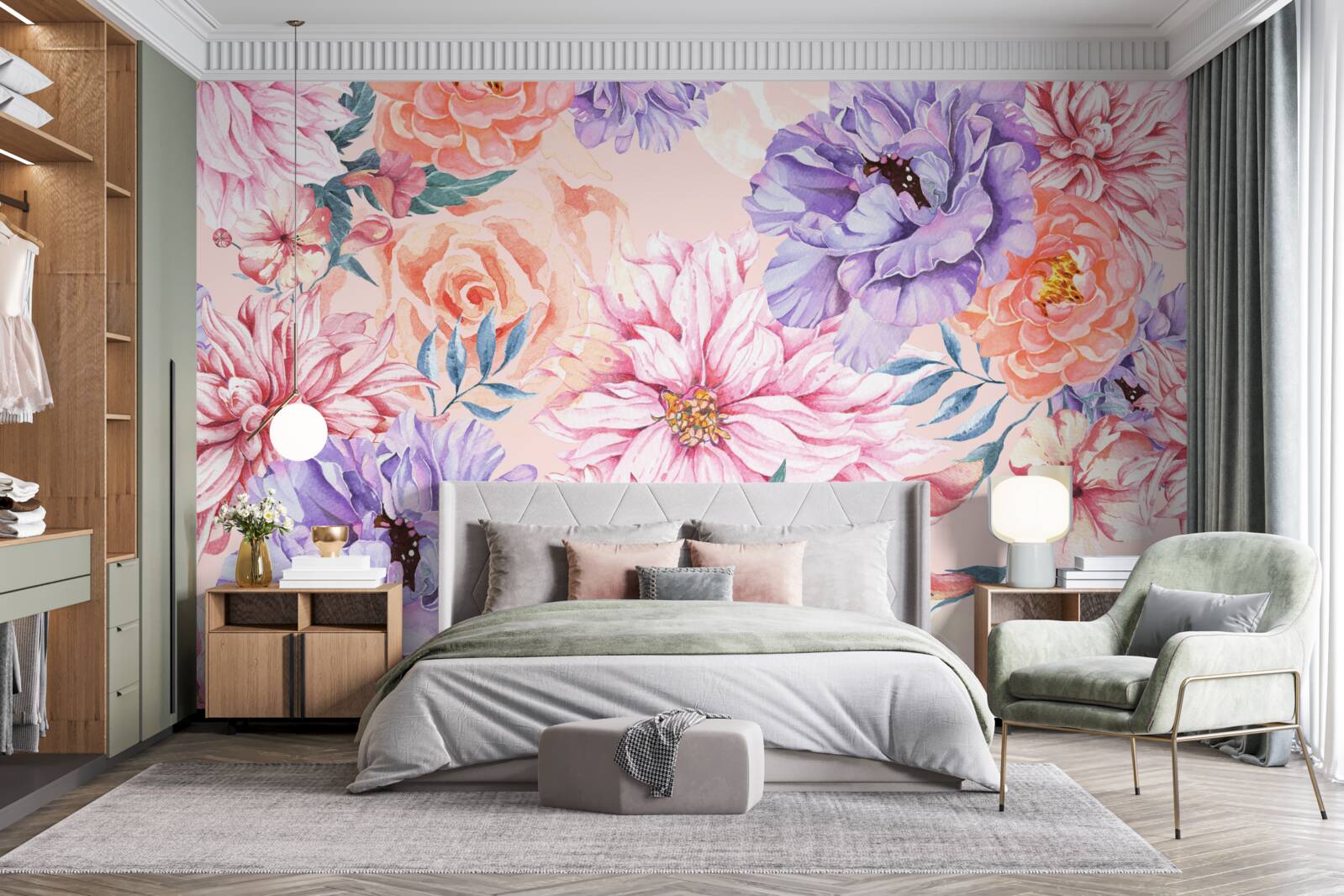 Fototapeta asortyment jasnych wiosennych kwiatów