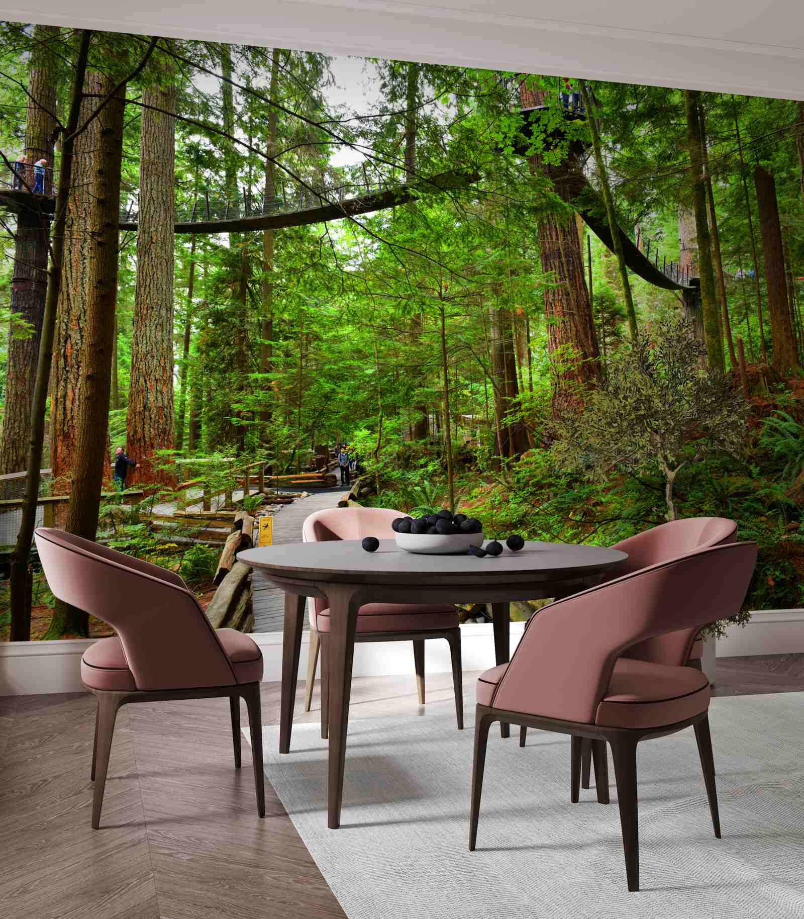 Fototapeta zawieszony most turystyczny otoczony lasem