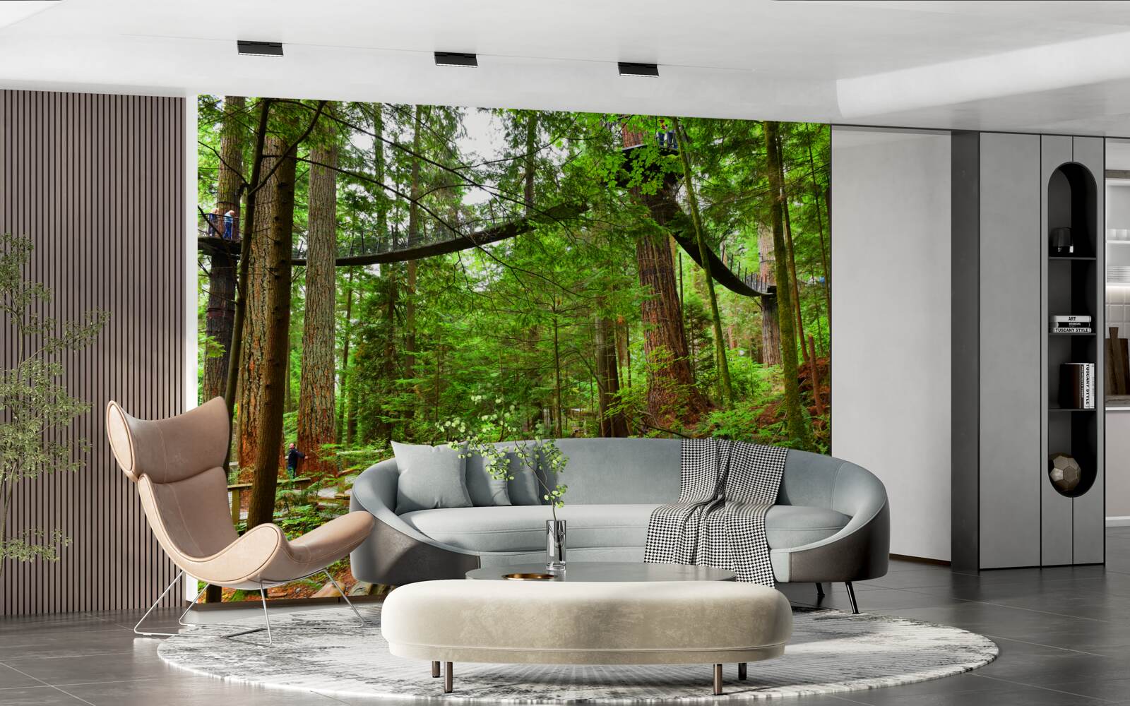 Fototapeta zawieszony most turystyczny otoczony lasem