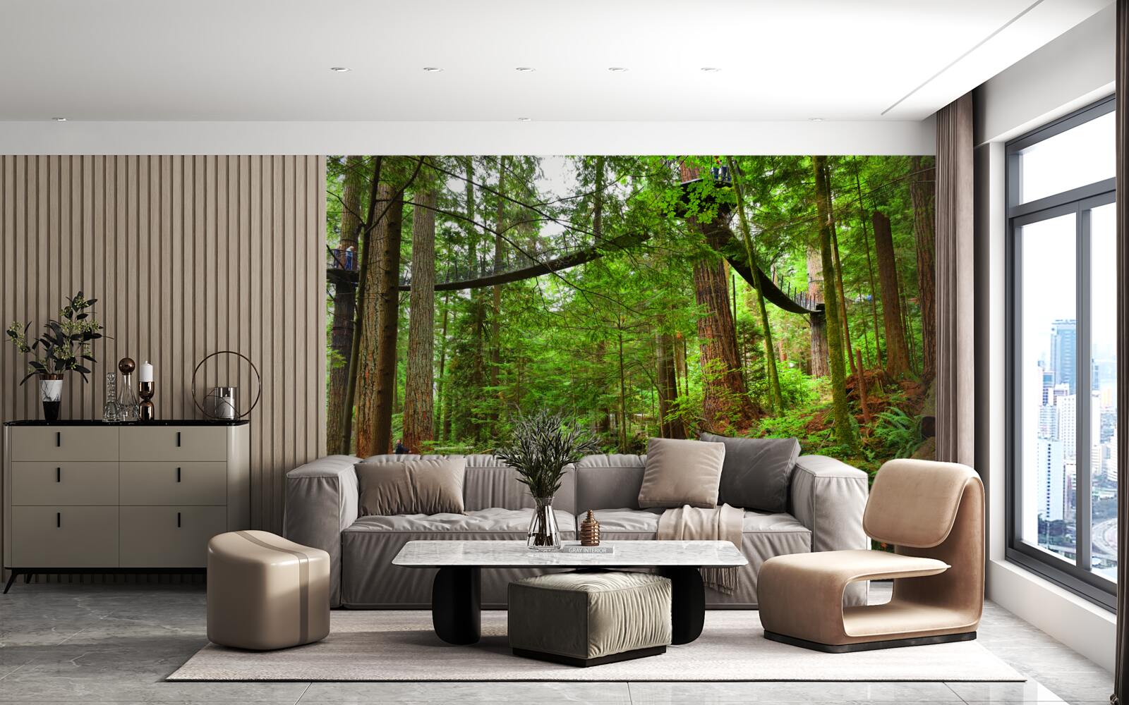 Fototapeta zawieszony most turystyczny otoczony lasem