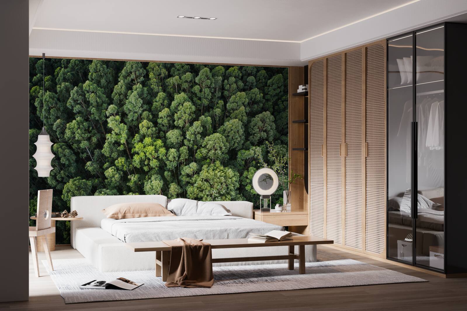 Fototapeta drzewa leśne z zielonymi koronami