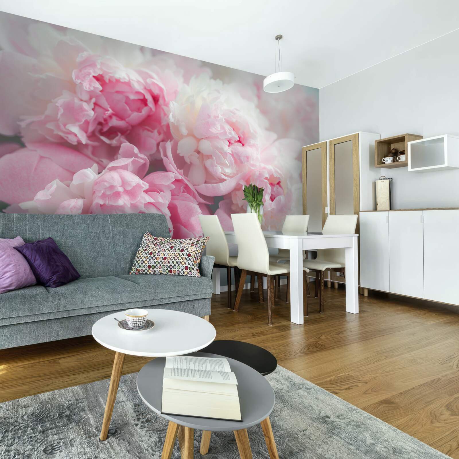 Fototapeta bukiet delikatnych i pełnych wdzięku różowych piwonii