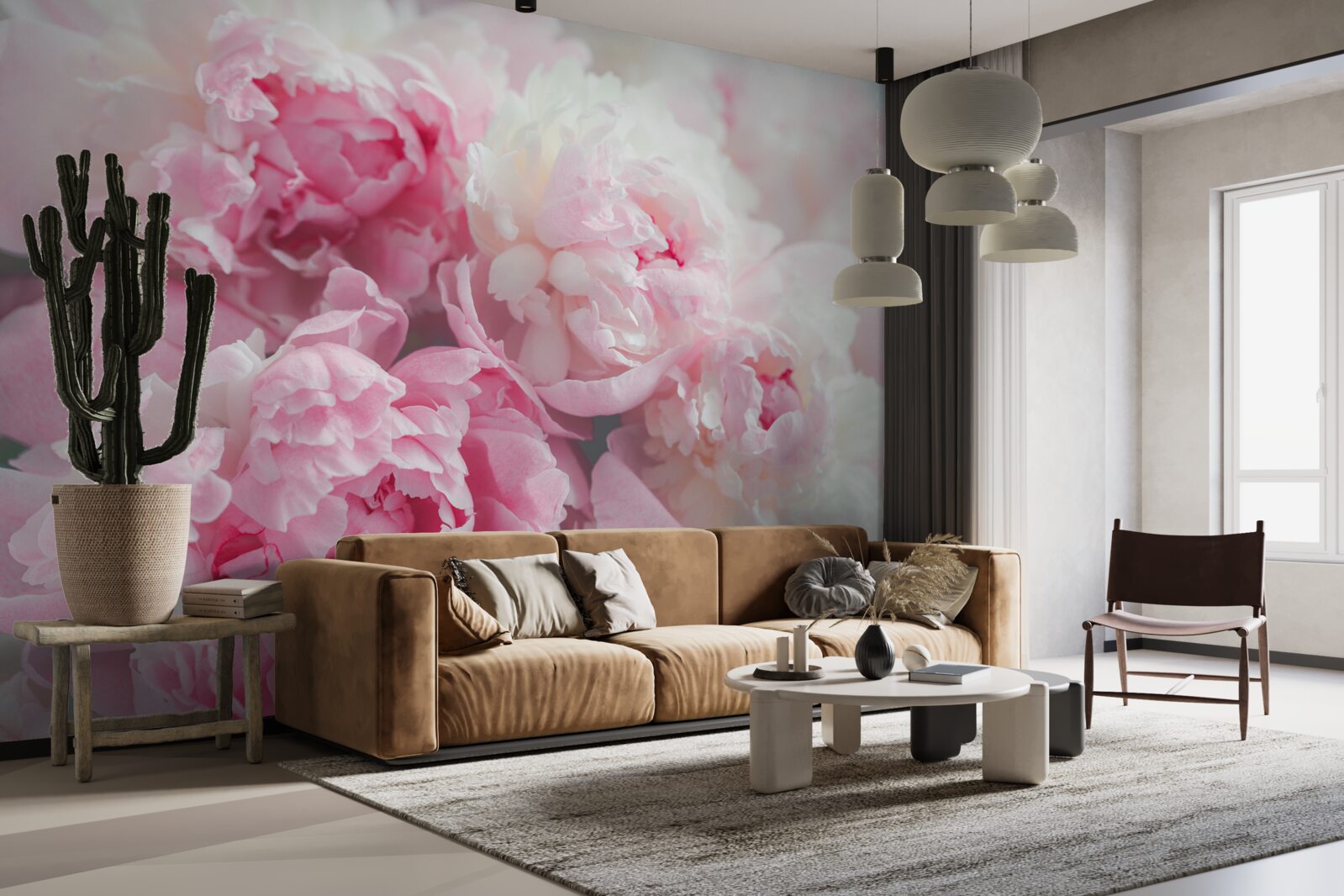 Fototapeta bukiet delikatnych i pełnych wdzięku różowych piwonii