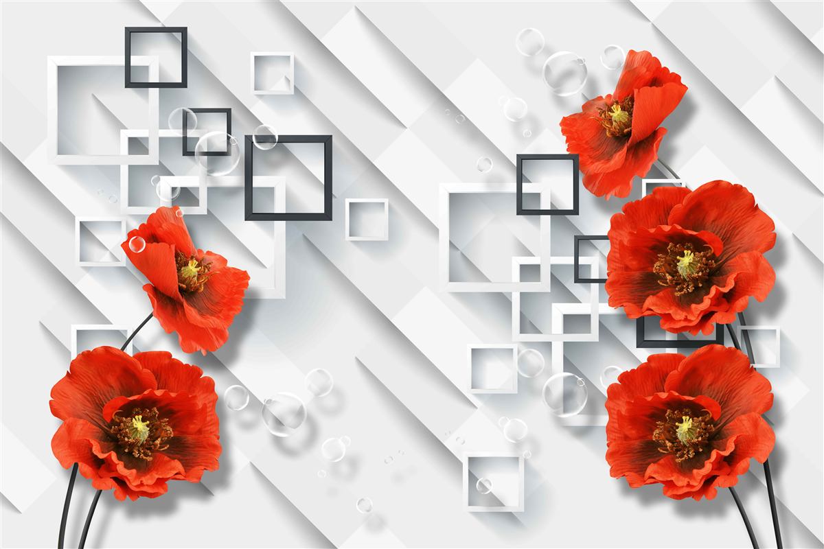 Fototapeta wspaniałe czerwone maki na niezwykłym tle