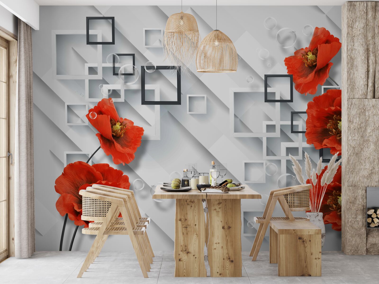 Fototapeta wspaniałe czerwone maki na niezwykłym tle