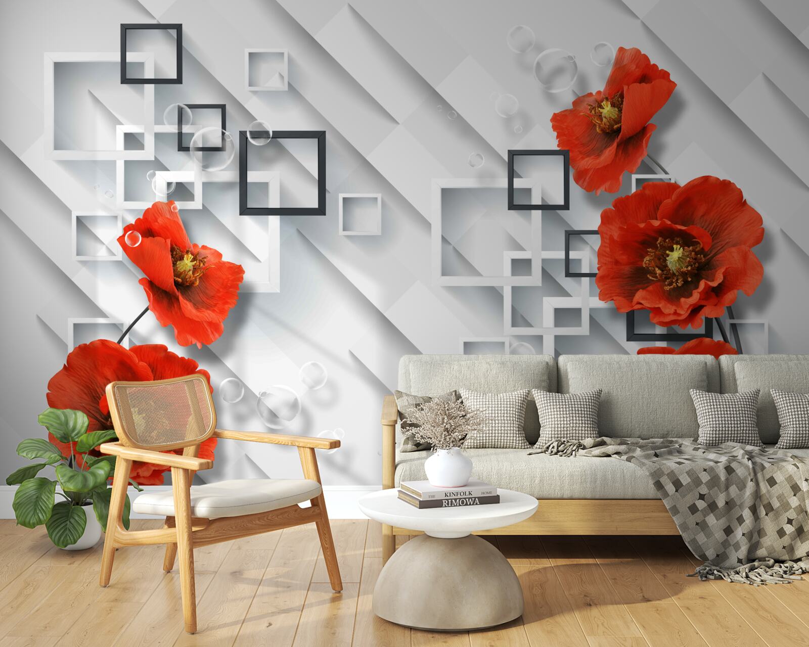 Fototapeta wspaniałe czerwone maki na niezwykłym tle