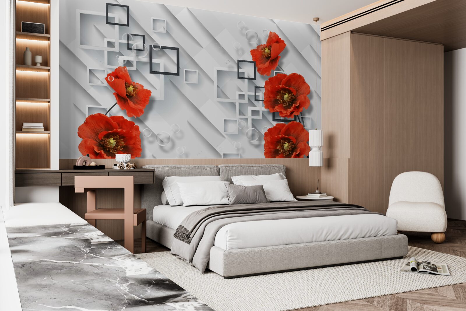 Fototapeta wspaniałe czerwone maki na niezwykłym tle