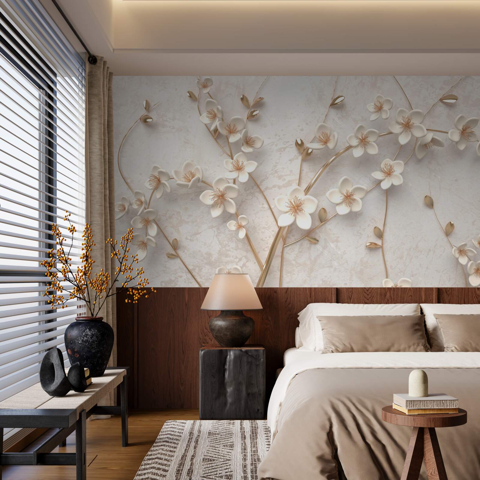 Fototapeta kilka gałęzi z białymi kwiatami magnolii