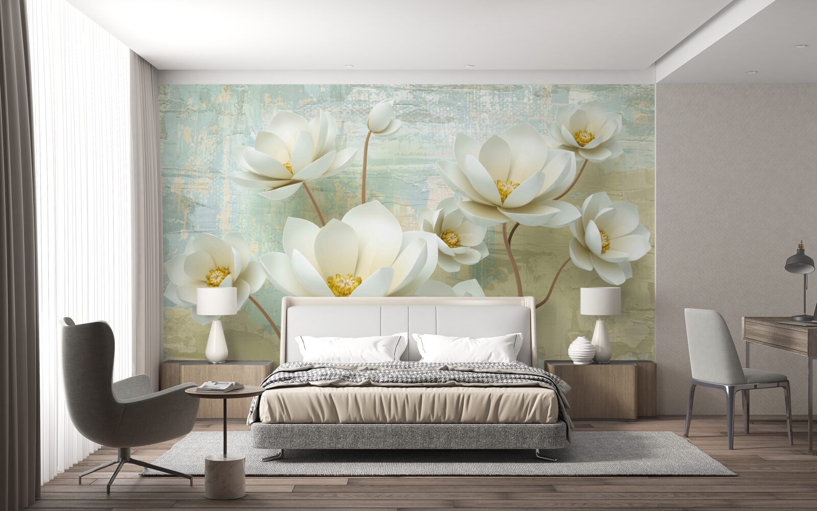 Fototapeta gałęzie magnolii kwitną na biało