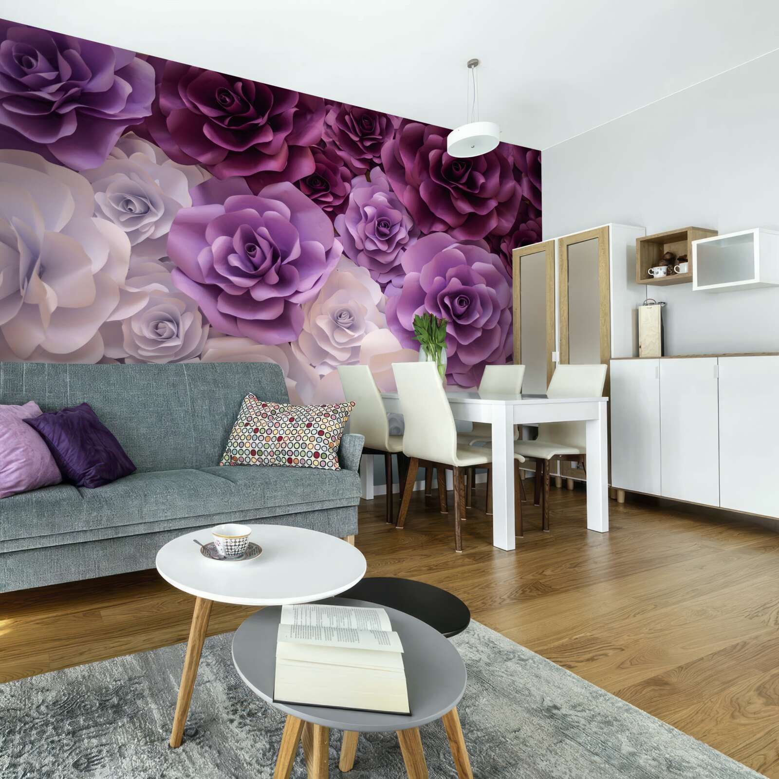 Fototapeta kompozycja stworzona z jedwabnych kwiatów