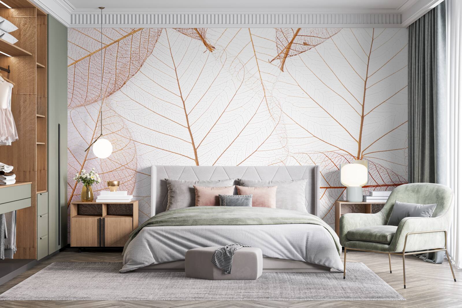 Fototapeta transparentne prześcieradła w delikatnym różowym odcieniu