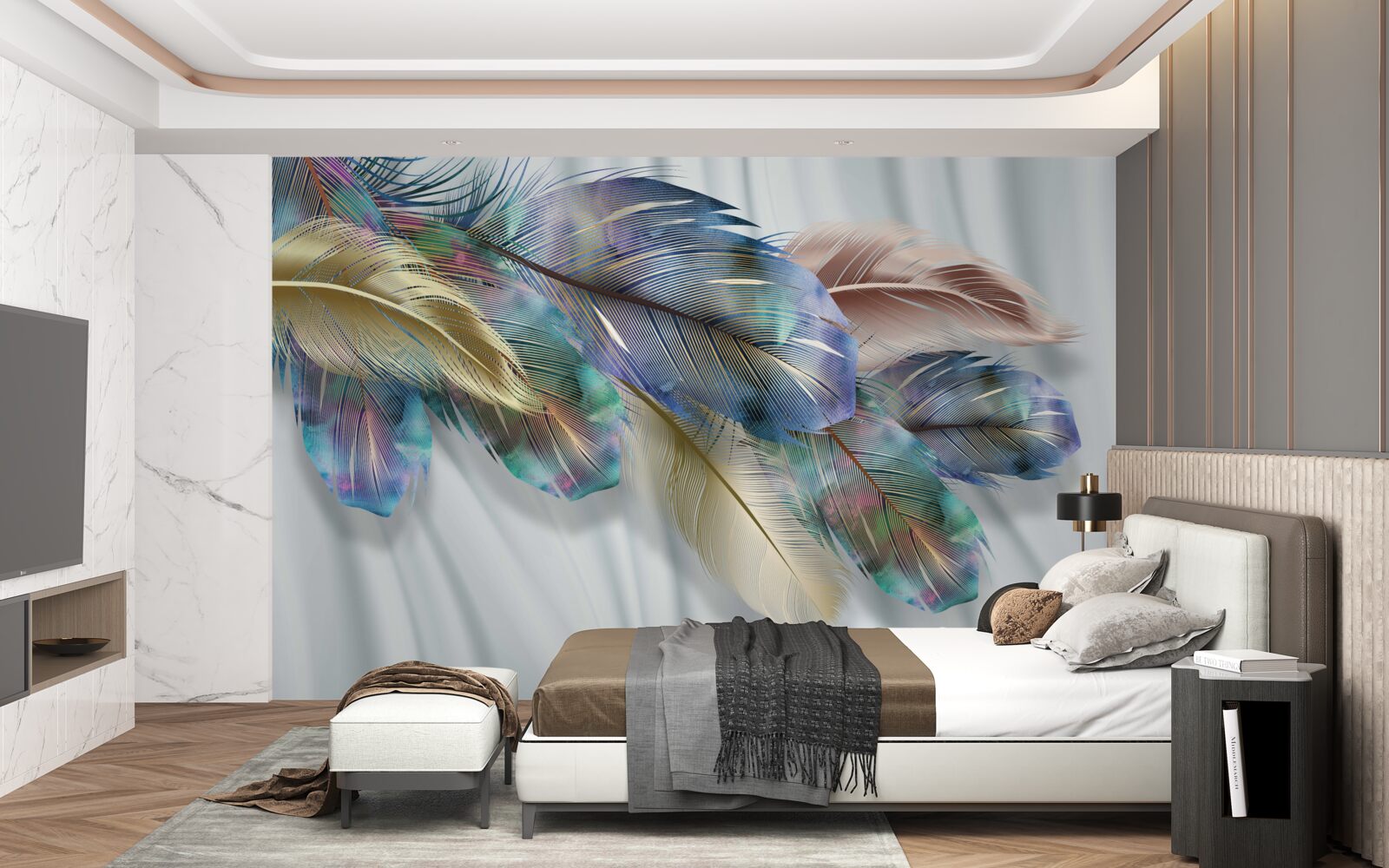 Fototapeta ekstrawaganckie pióra na czystym białym tle