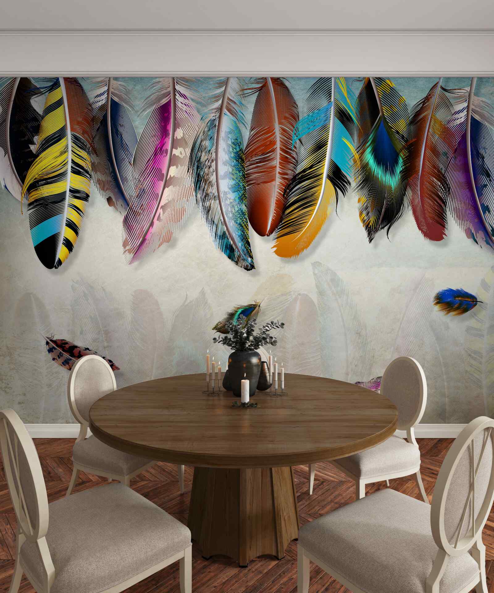 Fototapeta stylowe, designerskie jasne upierzenie