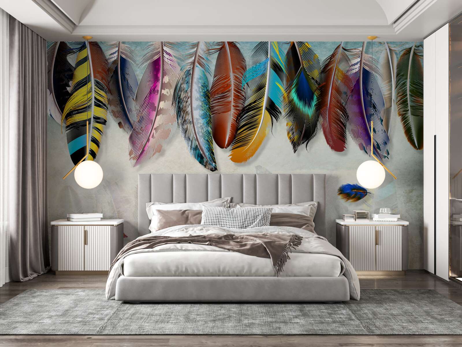 Fototapeta stylowe, designerskie jasne upierzenie