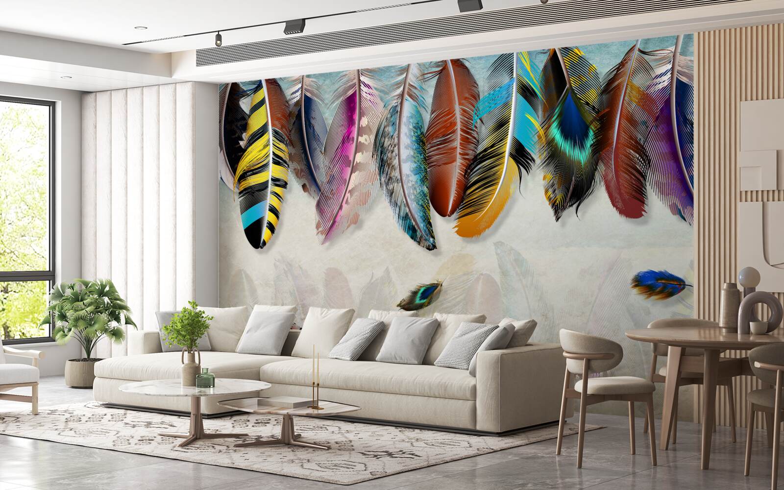 Fototapeta stylowe, designerskie jasne upierzenie