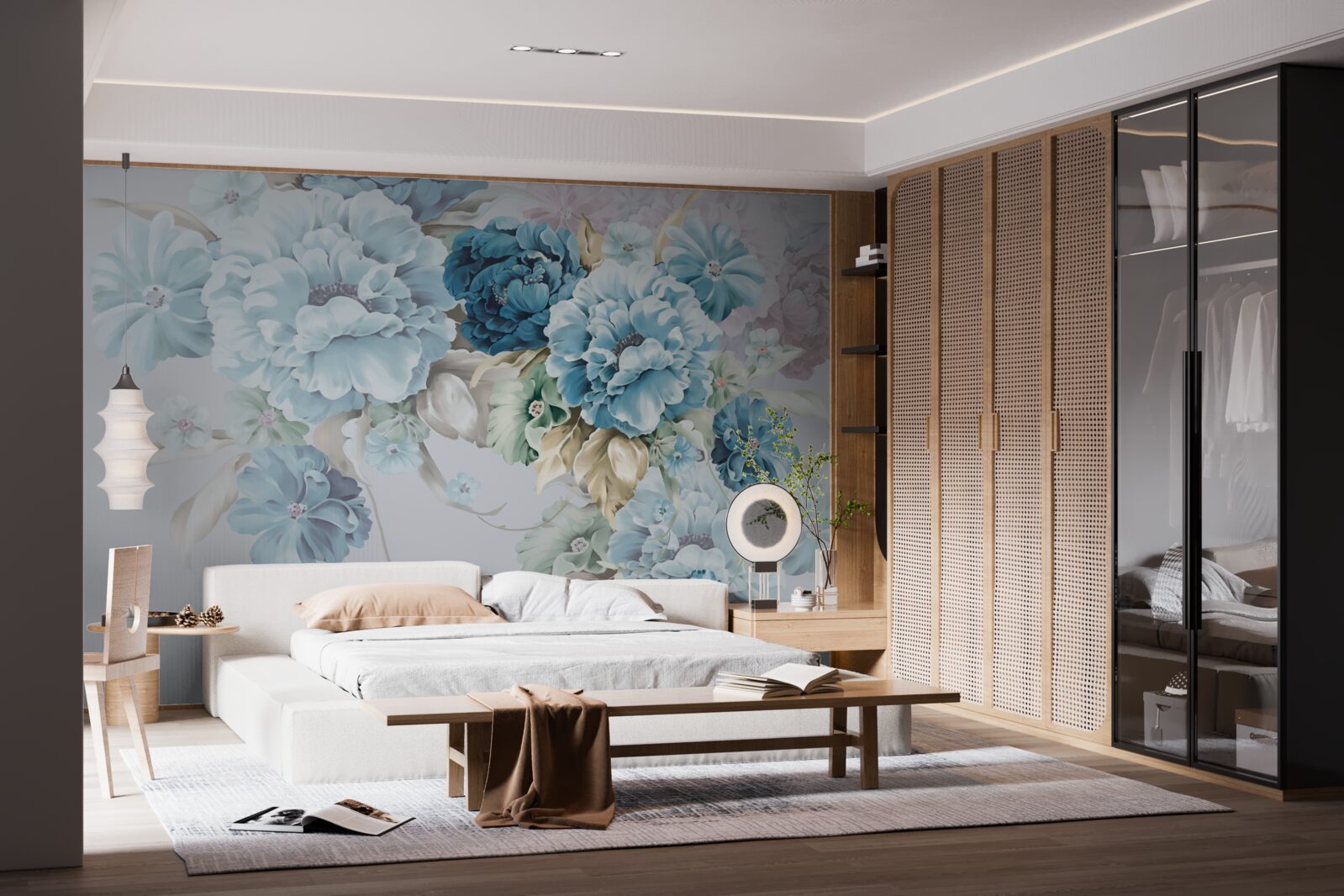 Fototapeta w kompozycji znajdują się kwiaty bzu i błękitu