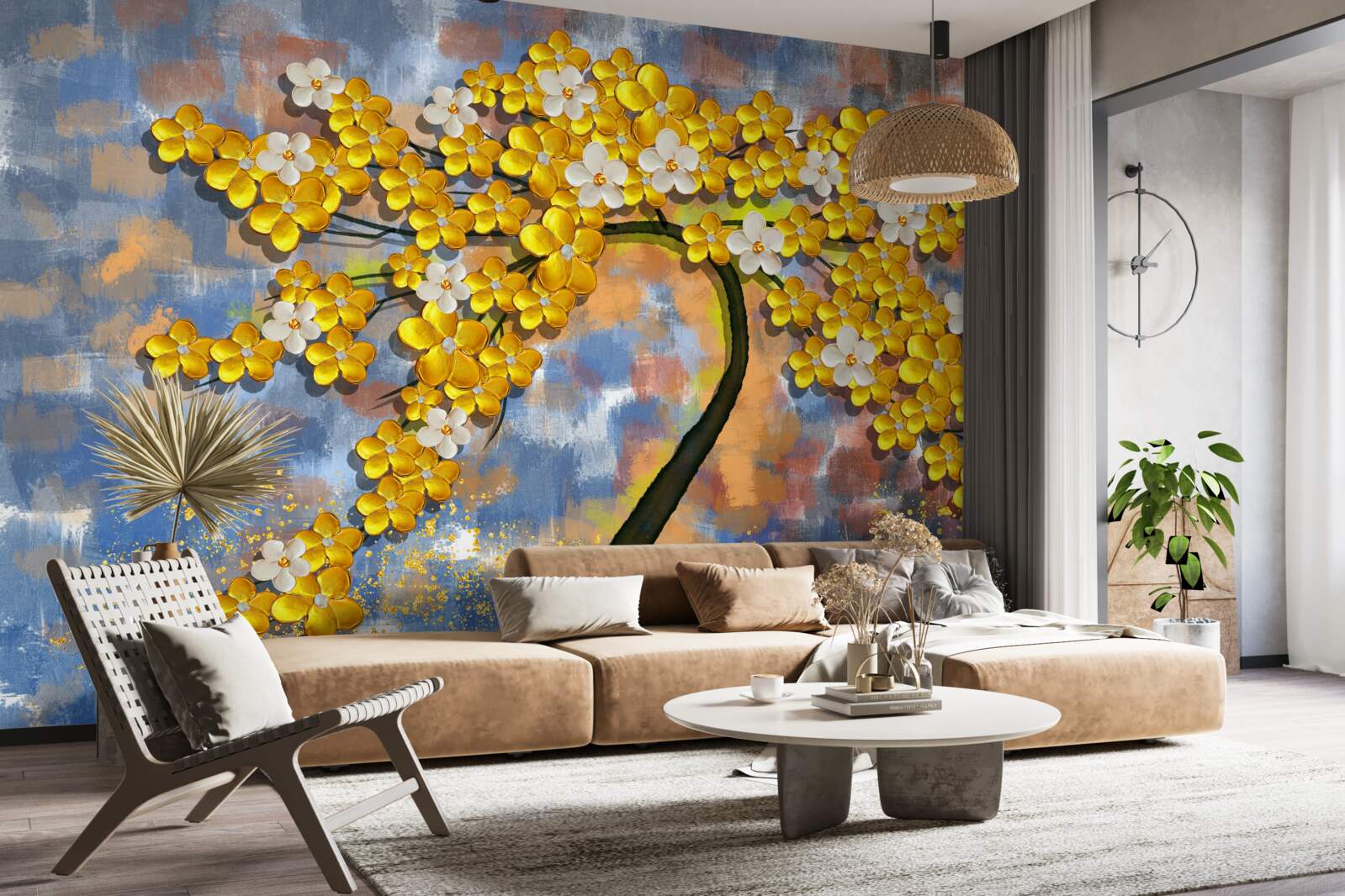 Fototapeta jesienne odcienie żółci na gałęziach drzew