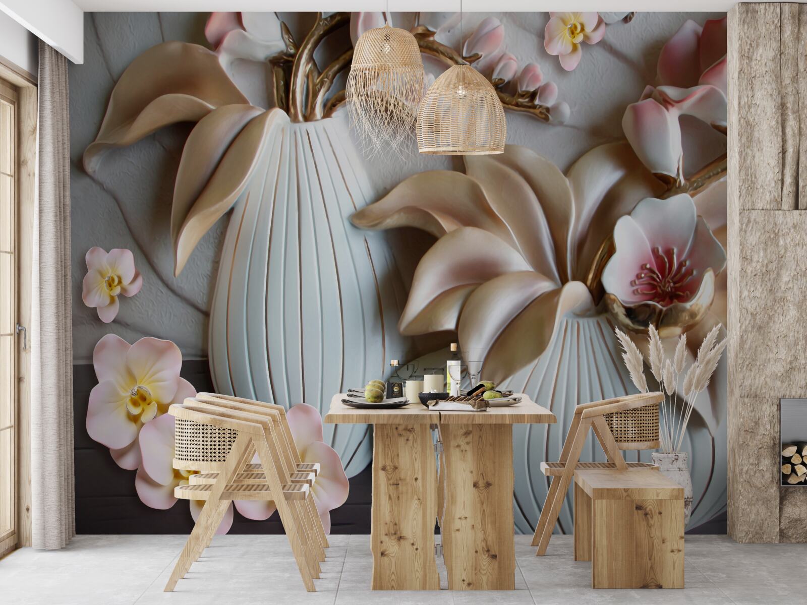 Fototapeta różne wazony z białą orchideą