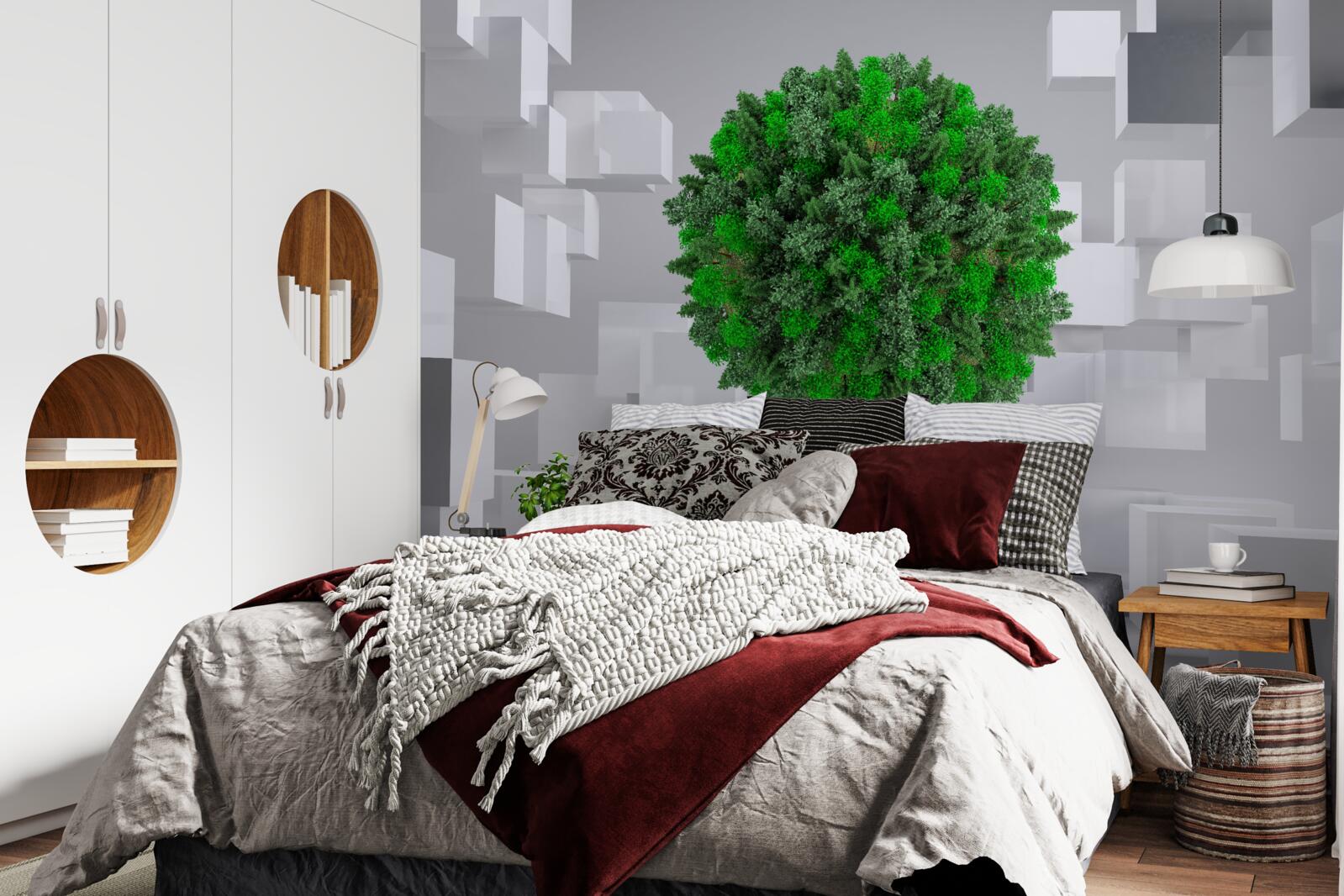 Fototapeta mapa geometryczna pokryta zielonym płaszczem roślin