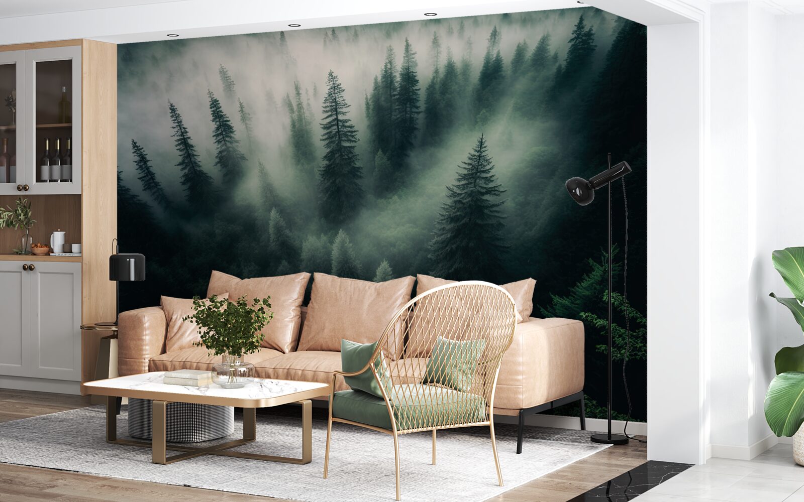 Fototapeta mgła w ponurym sosnowym kącie