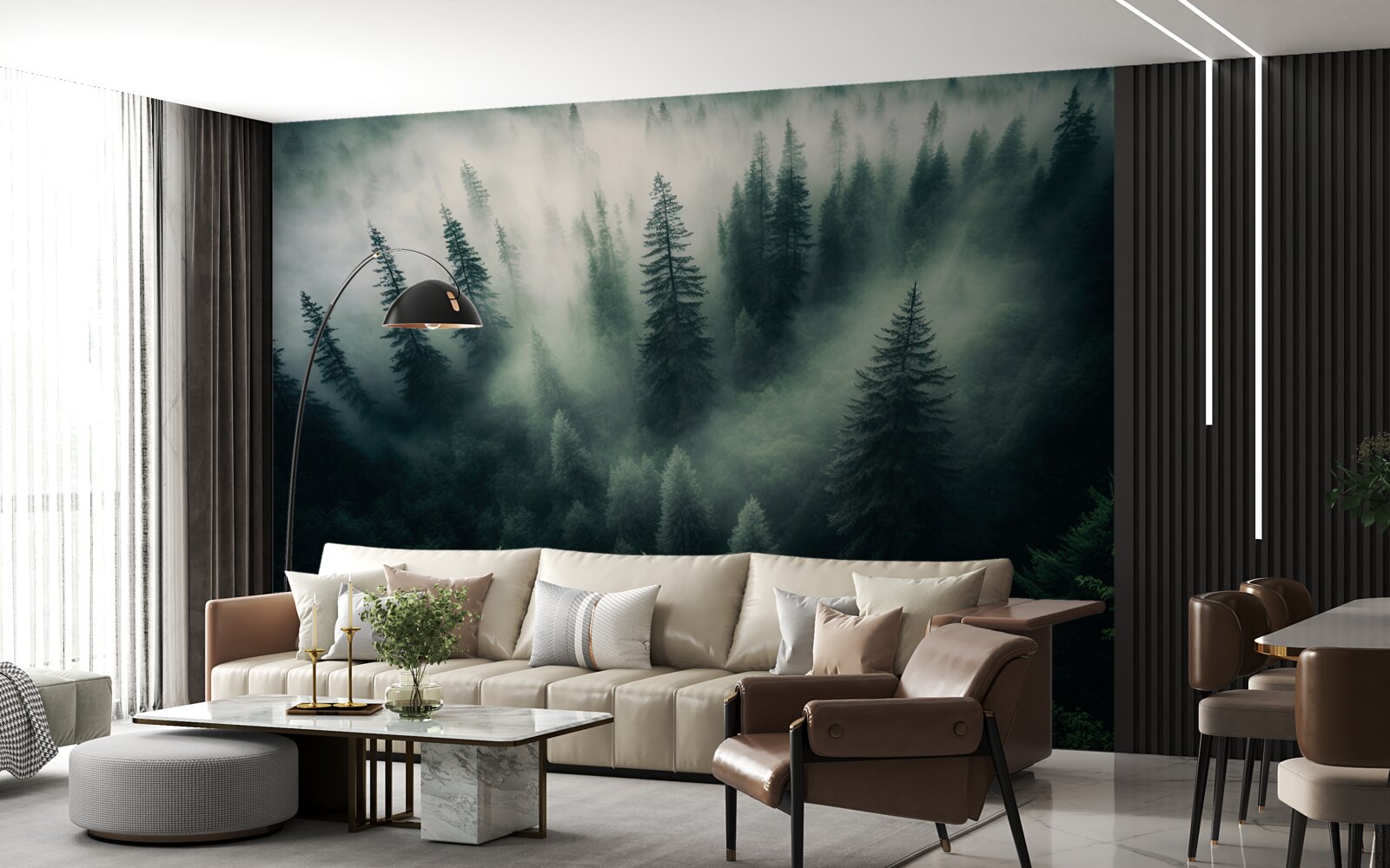 Fototapeta mgła w ponurym sosnowym kącie