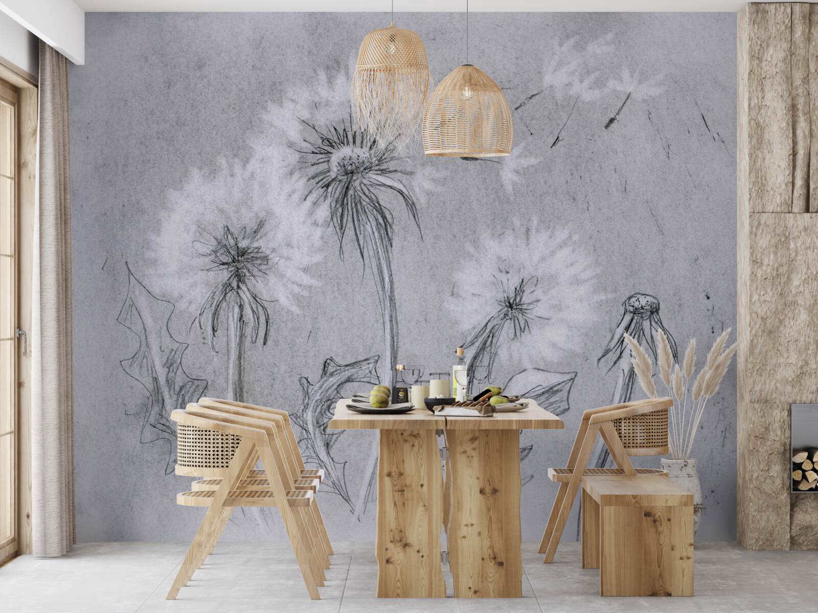 Fototapeta podróż delikatnego mniszka lekarskiego w powietrzu