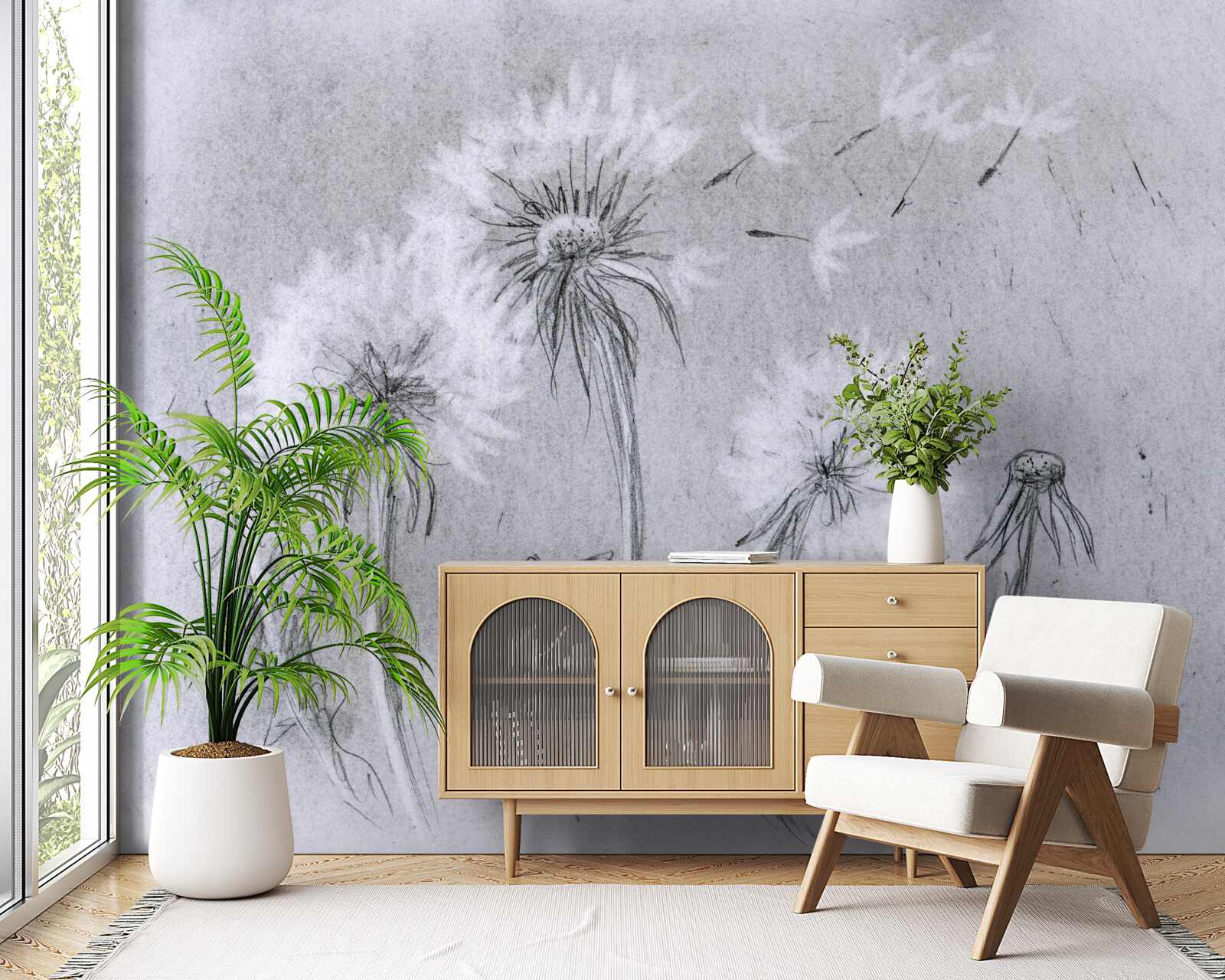 Fototapeta podróż delikatnego mniszka lekarskiego w powietrzu