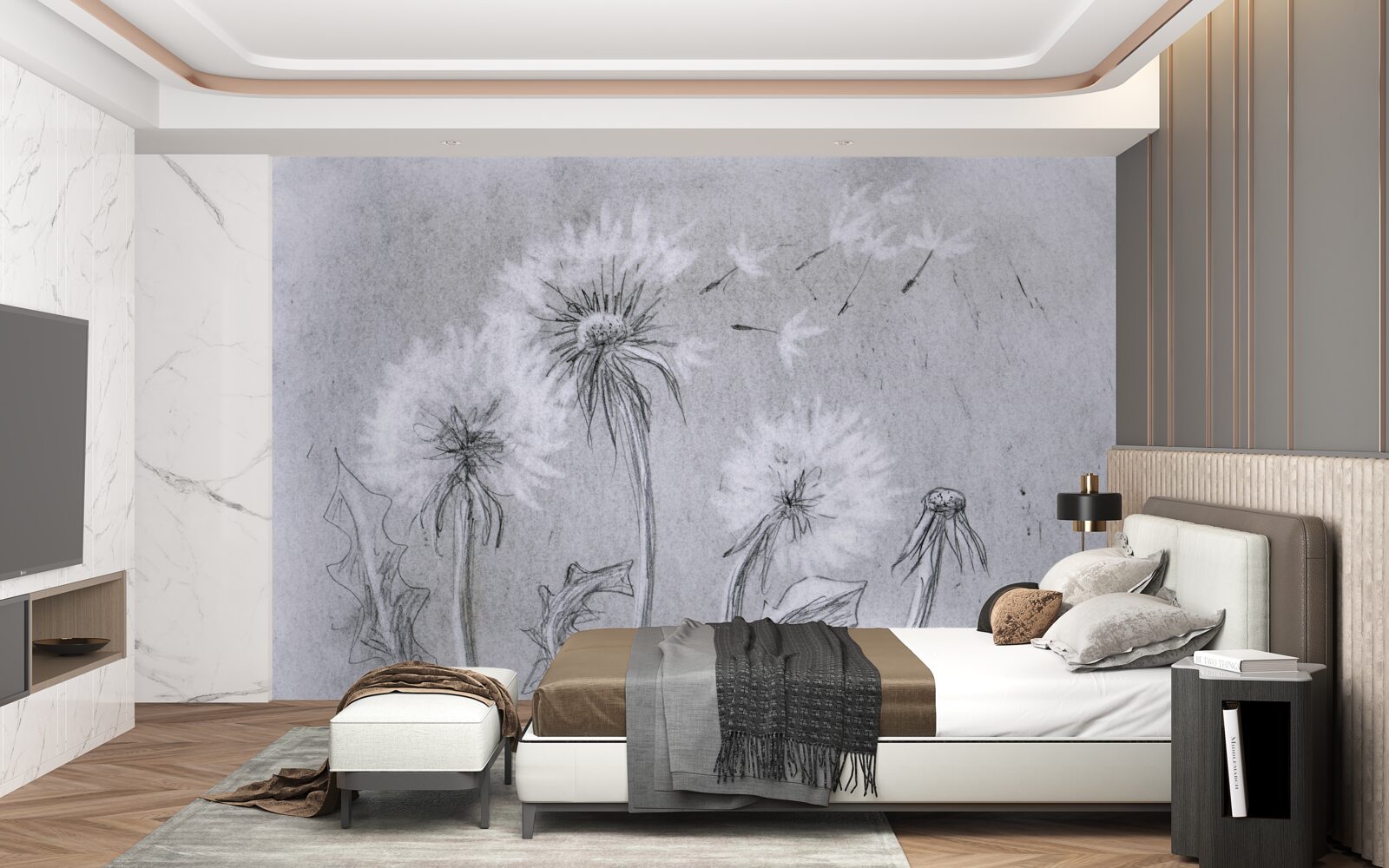 Fototapeta podróż delikatnego mniszka lekarskiego w powietrzu