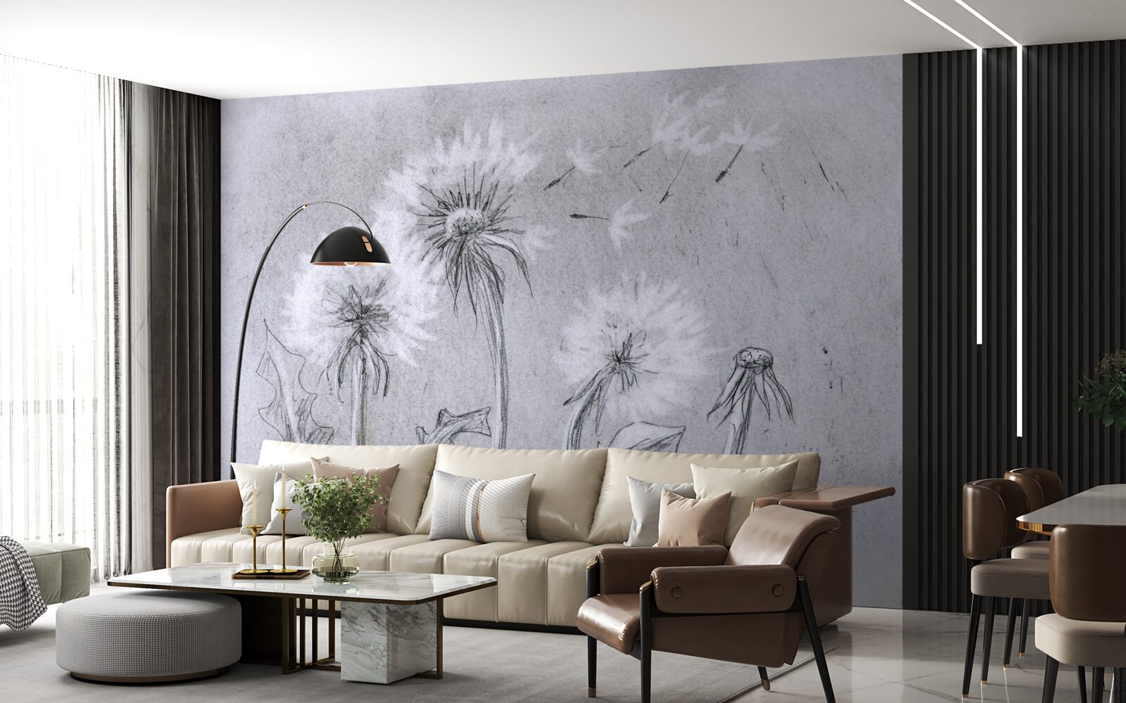 Fototapeta podróż delikatnego mniszka lekarskiego w powietrzu