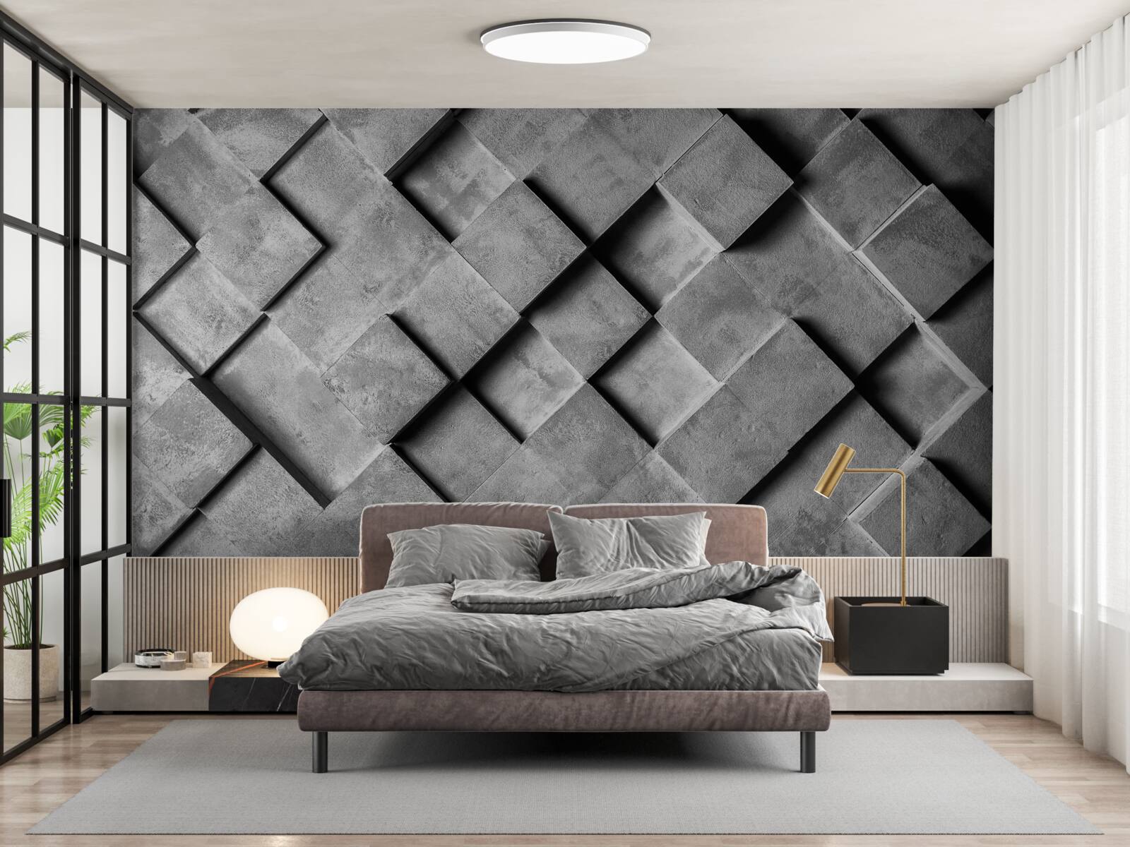 Fototapeta prostokąty 3d w kolorze szarym