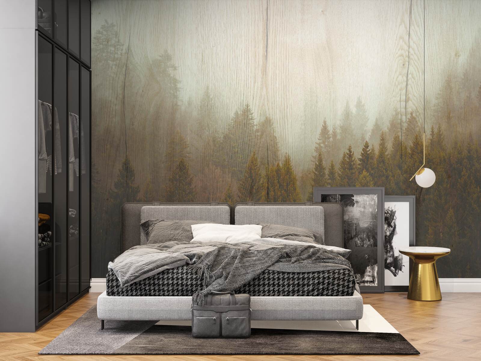 Fototapeta mglisty las jesienią