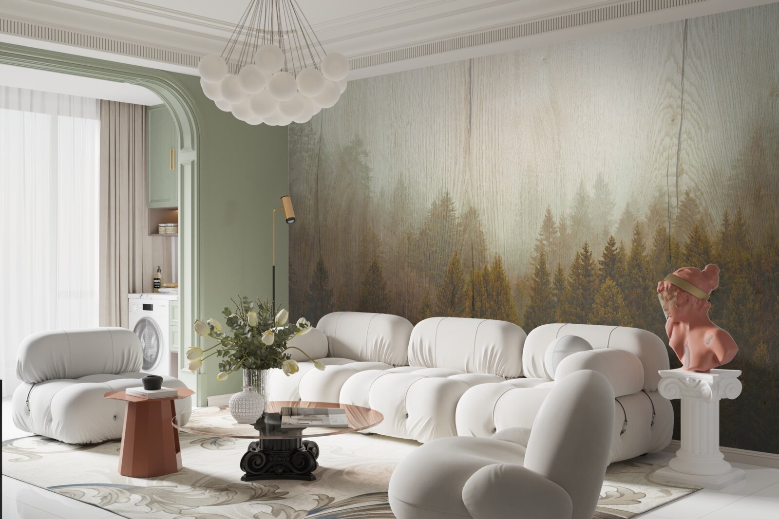 Fototapeta mglisty las jesienią